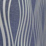 WM4268601 Geometric wave lines navy blue silver Textured Wallpaper