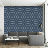 WM70164701 Geometric Fretwork Navy Blue beige metallic ombre Wallpaper