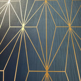 WM70301601 Diamond Triangle Geometric lines navy blue bronze 3D Wallpaper 