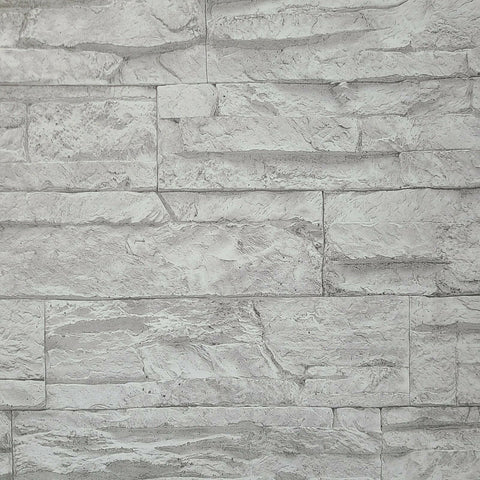 WM70711601 Gray off white faux realistic stone 3D Wallpaper 