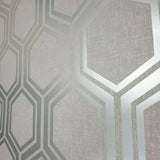 WM91020601 Geometric ash gray silver metallic hexagon Wallpaper