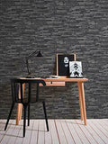 WM91422401 Charcoal gray black faux stone 3D Wallpaper 