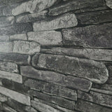 WM91422401 Charcoal gray black faux stone 3D Wallpaper 
