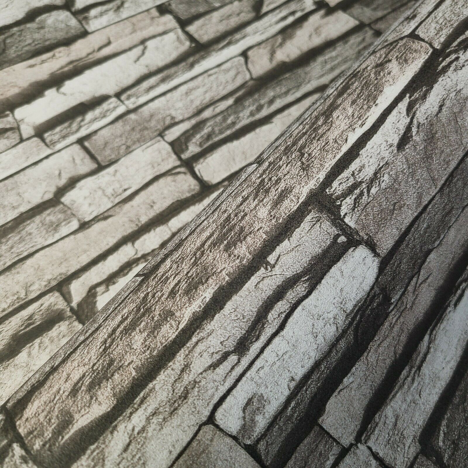 WM95833101 Grayish brown Textured faux flat Stone Wallpaper 
