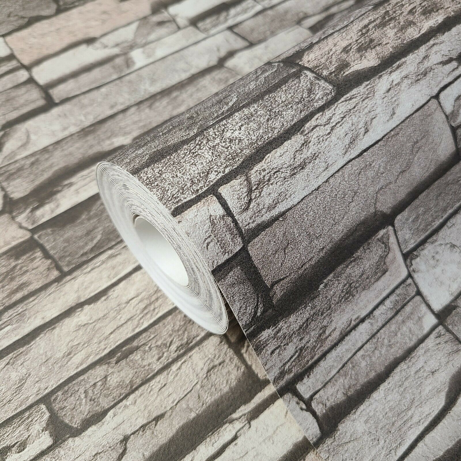 WM95833101 Grayish brown Textured faux flat Stone Wallpaper 