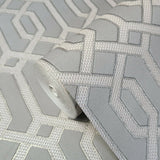 WMBA22001501 Gray gold metallic geometric faux fabric Wallpaper