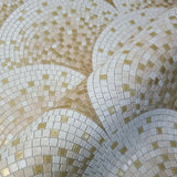 WMBA22004201 Tan White Gold Metallic faux Scale mosaic tiles Wallpaper