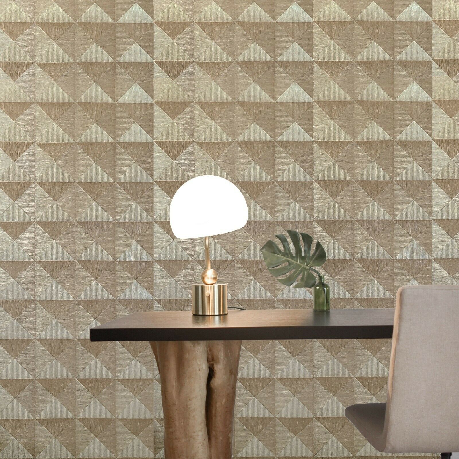 M16022 Bronze brown gold diamond geometric 3D lines Wallpaper –  wallcoveringsmart