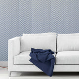 WMBA22009401 Blue silver gold metallic faux fabric textured chevron Wallpaper
