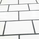 WMBA22010101 Black & white gloss faux subway tile textured 3D Wallpaper 