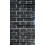 WMBA22010801 Charcoal black & white gloss faux subway tile Wallpaper