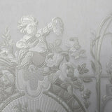 WMBL1007101 Embossed Floral white gray damask Victorian Wallpaper