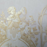WMBL1007301 Floral Beige cream Gold toile damask Victorian Wallpaper