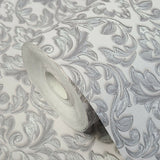 WMBL1010401 Victorian grayish off white silver vintage damask Wallpaper