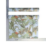 WMDE12001401 Floral tropical palm leaves Blue Green Birds Wallpaper