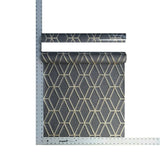 WMDE12006601 Black gold metallic geometric faux fabric Wallpaper