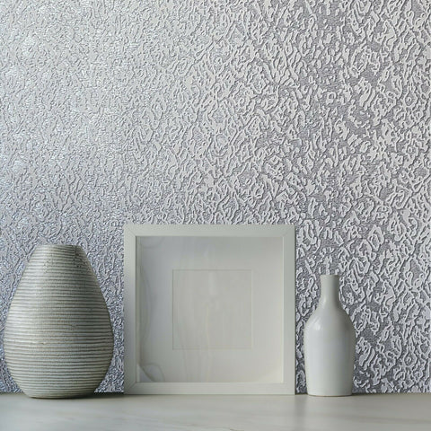 WMDE12012401 Embossed Ombre gray silver metallic plain faux fabric Wallpaper