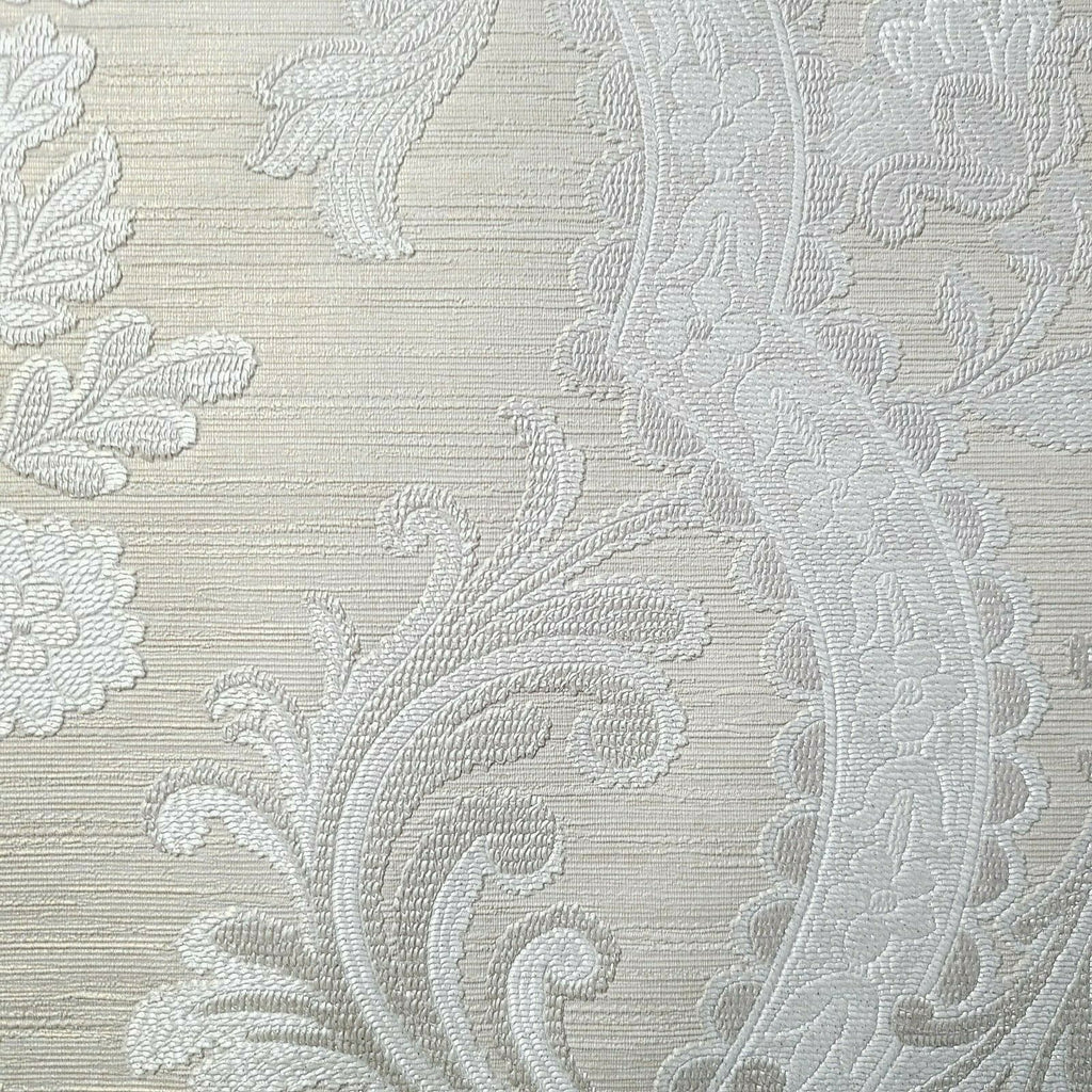 WMJC1007401 Victorian Tan white cream gold metallic damask Wallpaper ...