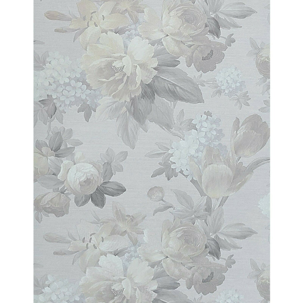 WMJM1001601 Gray Silver brass flowers floral faux fabric Wallpaper ...