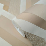 WMJM1006701 Beige tan gold metallic abstract stripes 3D Wallpaper