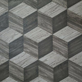 WMNF23212401 Grayish brown geometric cube 3D illusion Wallpaper