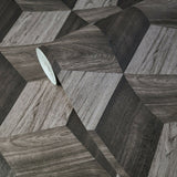 WMNF23212401 Grayish brown geometric cube 3D illusion Wallpaper