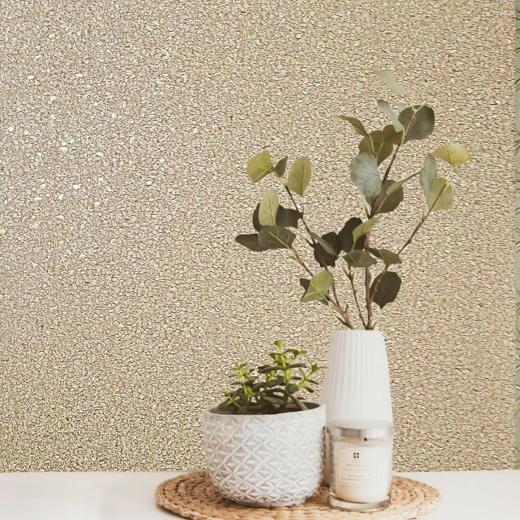 WMSR21020501 Faux Mica vermiculite stone gold brass metallic 3D Wallpa ...