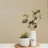 WMSR21020501 Faux Mica vermiculite stone gold brass metallic 3D Wallpaper
