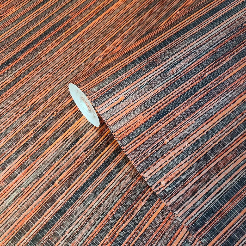 WMSR21031101 Faux grasscloth orange bronze brown gold Wallpaper