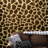 115007 Wallpaper brown gold Metallic Textured Flocking animal giraffe velvet