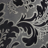 700010 Wallpaper flocking black silver gray metallic damask velvet 3D