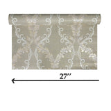 M5638 Wallpaper olive Textured floral off white gold metallic Damask fabric