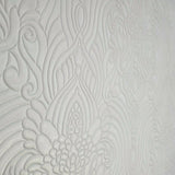 Z21801 Embossed off white gold Victorian damask faux fabric Wallpaper