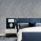 Z21805 Embossed Blue Victorian damask faux fabric Wallpaper