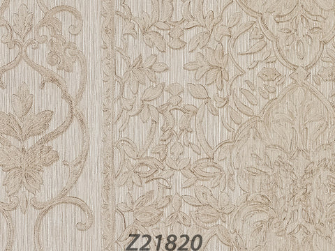 Z21820 Embossed Beige Damascus textured Baroque pattern vinyl wallpaper