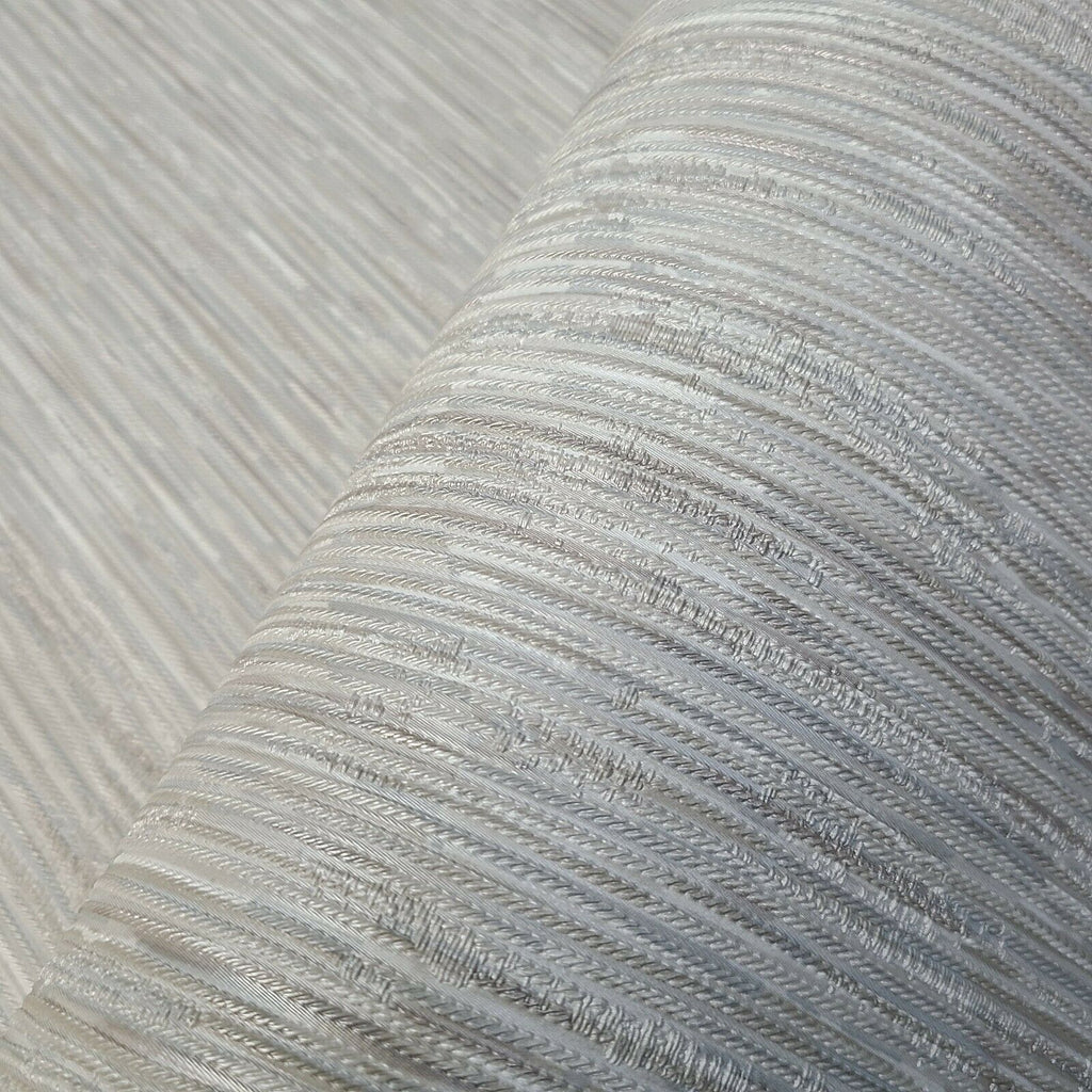 Z21827 Taupe tan gray cream stria lines faux fabric plain wallpaper ...