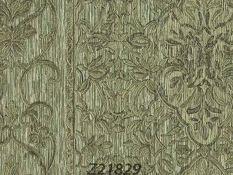 Z21829 Embossed Green bronze metallic Damascus textured Baroque pattern wallpaper