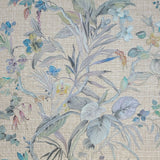 Z21831 Floral plants Brown green blue fabric textured wallpaper