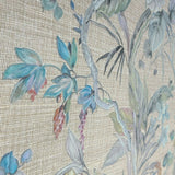 Z21831 Floral plants Brown green blue fabric textured wallpaper