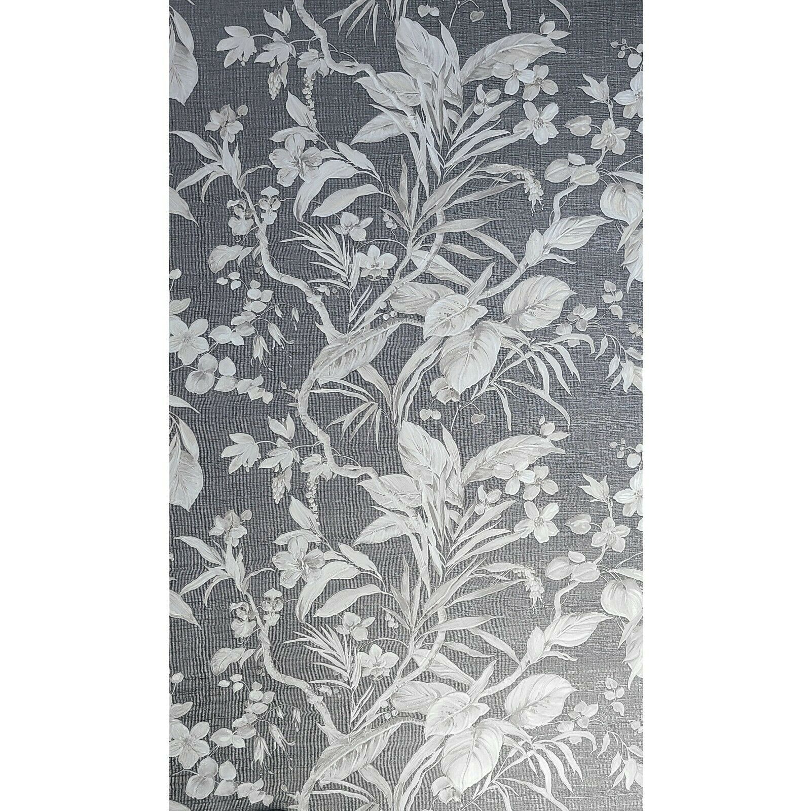  Funcolor Flower Faux Leather Roll:12X53 Inch Grey