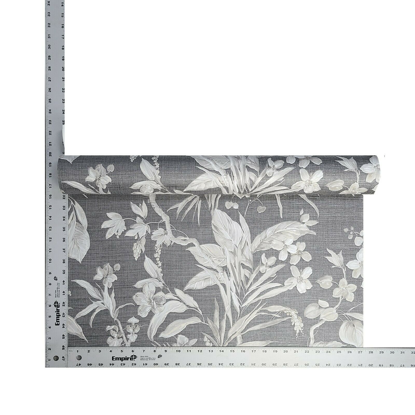  Funcolor Flower Faux Leather Roll:12X53 Inch Grey
