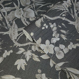 Z21836 Floral plants Charcoal gray taupe black faux fabric wallpaper