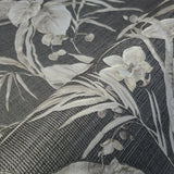 Z21836 Floral plants Charcoal gray taupe black faux fabric wallpaper