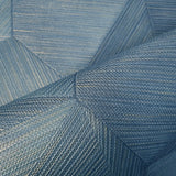 Z21850 Blue gold hexagon triangles faux grasscloth 3D illusion Wallpaper