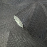 Z21852 Charcoal Black Hexagon triangle faux fabric textured 3D illusion wallpaper