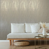 Z253 Zebra Lines Glassbeads Sparkle Glitter Bronze metallic Wallpaper