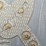Z2953 Blue gray Gold diamond lines faux fabric Wallpaper