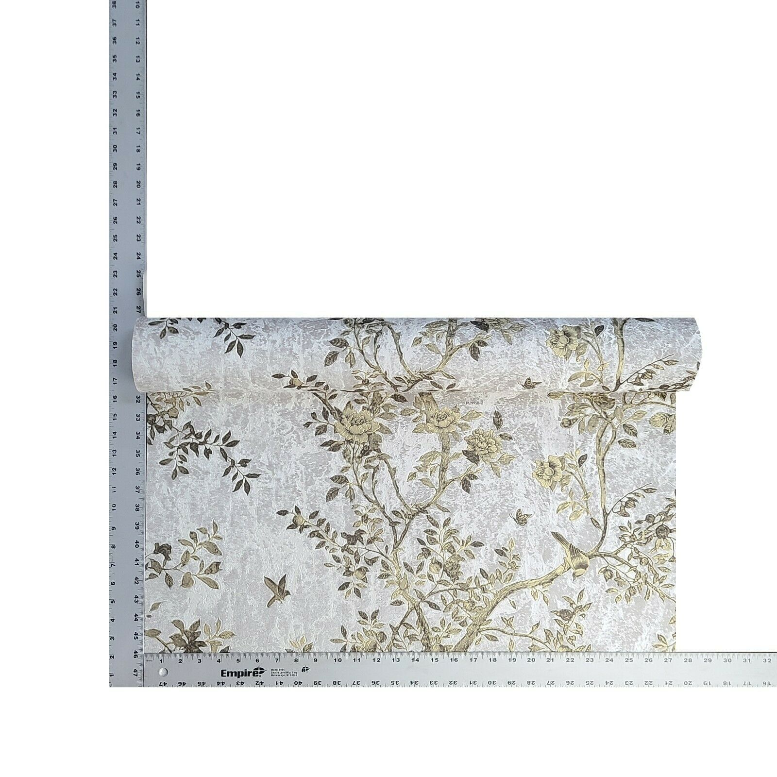 Z3451 Floral Gray Silver Bronze gold birds Wallpaper