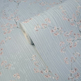 Z44667 Zambaiti Embossed Vicrtorian Blue pink floral branches Wallpaper
