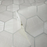 Z44806 Lamborghini Hexagon white ivory metallic fabric textured 3D Wallpaper